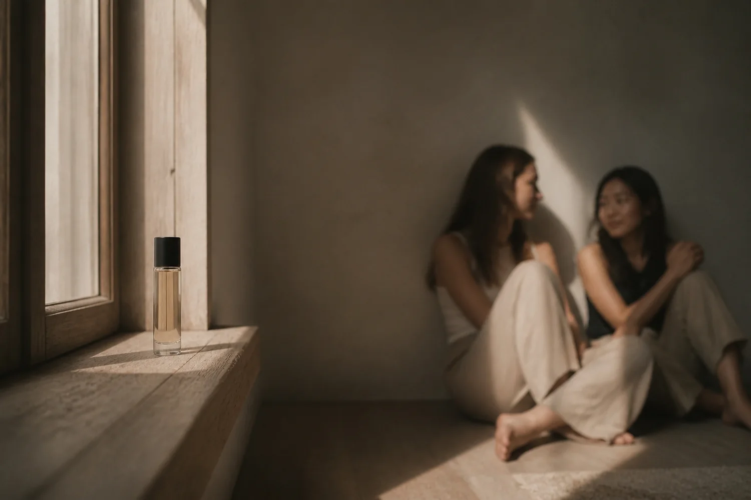 two figures in a room at the end of the day